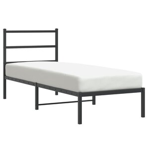 vidaXL Cadre de lit métal sans matelas avec tête de lit noir 75x190 cm