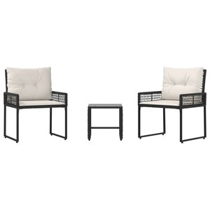 vidaXL Ensemble de meubles d'extérieur 3 pc Noir et Blanc