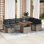 vidaXL Ensemble de 9 Canapés de Jardin avec Coussins Gris Rattan Poly
