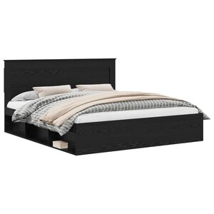 vidaXL Cadre de lit avec tête de lit Noir 200 x 200 cm Pin massif