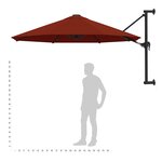 vidaXL Parasol mural avec mât en métal 300 cm Terre cuite