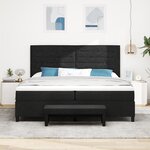 vidaXL Lit à ressort avec matelas & banc noir 200x200 cm tissu