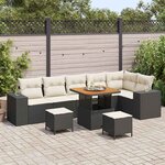 vidaXL Ensemble de canapé de jardin 9 Pièces Noir  Crème 80 x 80 x 71 cm