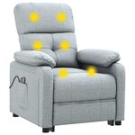 vidaXL Fauteuil électrique de massage Gris clair Tissu