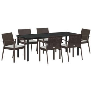 vidaXL Ensemble de salle à manger pour jardin 7 Pièces Marron et Noir