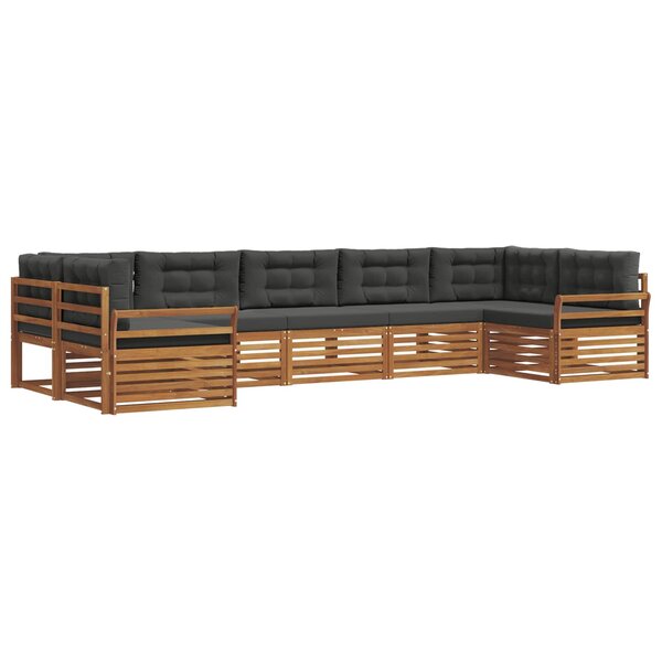 vidaXL Ensemble de canapés d'extérieur 7 pc Naturel et Anthracite