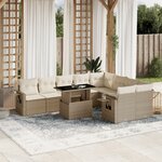 vidaXL Salon de jardin avec coussins 10 Pièces beige résine tressée
