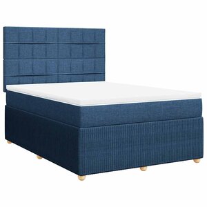 vidaXL Sommier à lattes de lit avec matelas Bleu 140x200 cm Tissu