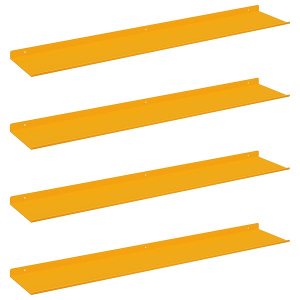 vidaXL Étagère flottante 4 Pièces Jaune moutarde 100 x 18 x 2 5 cm Acier