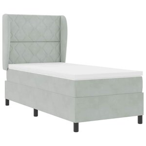 vidaXL Lit à ressorts avec matelas Gris clair 90 x 190 cm Velours