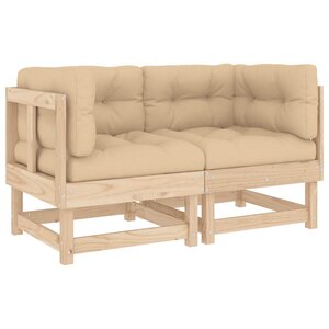 vidaXL Canapés d'angle avec coussins 2 Pièces bois de pin massif