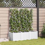vidaXL Bac à fleurs avec Treillis 3 Pièces Blanc 120 x 40 x 143 cm PP