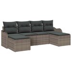 vidaXL Ensemble de canapé de jardin avec coussin 6 Pièces Gris Poly rotin