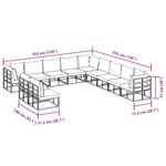 vidaXL Ensemble de canapé de jardin avec coussin 11 Pièces Noir Aluminium