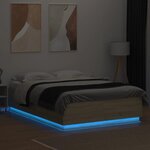 vidaXL Cadre de lit avec LED sans matelas chêne sonoma 160x200 cm