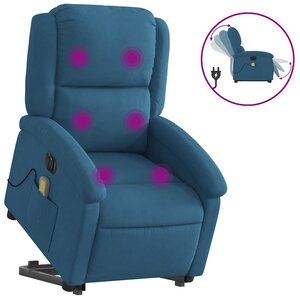 vidaXL Fauteuil inclinable de massage électrique bleu velours