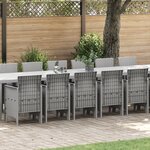 Ensemble de salle à manger de jardin de 17 pièces avec coussins Gris clair Poly Rotin