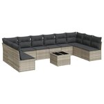vidaXL Salon de jardin 11 Pièces avec coussins gris clair résine tressée