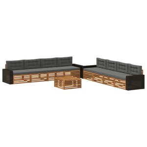 vidaXL Ensemble de canapés d'extérieur 9 pc Naturel et Anthracite