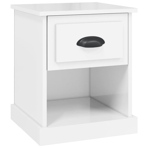 vidaXL Table de chevet blanc brillant 39x39x47 5 cm Bois d’ingénierie