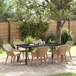vidaXL Ensemble de salle à manger de jardin de 7 pièces beige en poly rotin