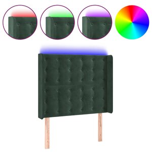 vidaXL Tête de lit à LED Vert foncé 93x16x118/128 cm Velours