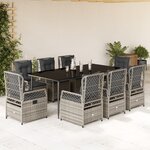 vidaXL Ensemble à manger de jardin 9 Pièces coussins gris résine tressée