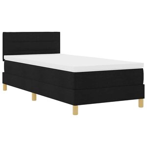 vidaXL Lit à ressort LED avec bandes LED Noir 90 x 190 cm tissu