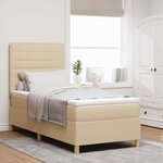 vidaXL Lit à ressort LED avec matelas Crème 90 x 190 cm tissu