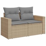 vidaXL Salon de jardin 6 Pièces avec coussins beige résine tressée acacia
