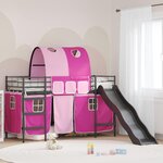 vidaXL Lit mezzanine pour enfants Noir et rose 99 5 x 190 cm Métал