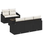 vidaXL Ensemble de canapé de jardin 6 pièces avec coussins Noir Poly Rattan