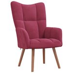 vidaXL Chaise de relaxation avec repose-pied Rouge bordeaux Velours