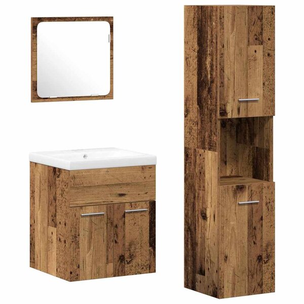vidaXL Ensemble de mobilier de salle de bain 4 Pièces Bois Ancien