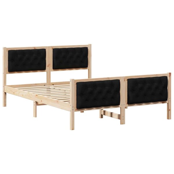 vidaXL Cadre de lit avec tête de lit Noir 140 x 200 cm Pin massif