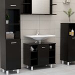 vidaXL Ensemble de meubles de salle de bain 3 Pièces Noir Aggloméré