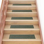vidaXL Tapis d'escalier autocollants 30 pièces 76 x 20 cm Vert Rectangulaire
