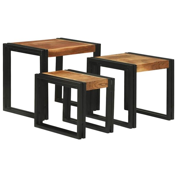 vidaXL Tables gigognes - 3 en acacia massif