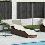 vidaXL Chaise longue pliante coussin rangement marron résine tressée