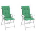 vidaXL Coussins de chaise de jardin à dossier haut lot de 2 vert tissu