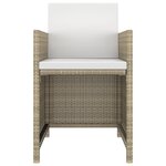 vidaXL Meubles à dîner de jardin et coussins 5 Pièces Poly rotin Beige