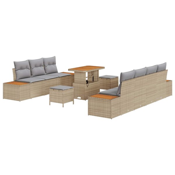 vidaXL Ensemble de canapé de jardin 10 Pièces Beige et Gris clair