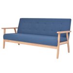 vidaXL Ensemble de canapés 3 Pièces Tissu Bleu