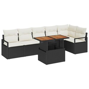 vidaXL Ensemble de canapé de jardin 7 Pièces Noir Poly rotin