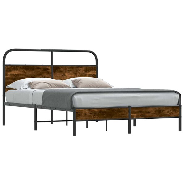 vidaXL Cadre de lit sans matelas 135x190 cm chêne fumé bois ingénierie