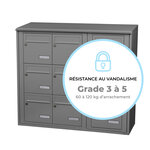 Bloc collectif Leabox  3x3  grade 3  simple face  extérieur  fixation murale  gris poussière ral 7037 finition brillante