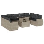 vidaXL Salon de jardin avec coussins 10 Pièces gris clair résine tressée