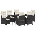 vidaXL Set de jardin 7 pièces avec coussins Noir Poly Rattan