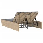 vidaXL Chaise longue double avec coussins beige résine tressée