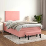 vidaXL Sommier à lattes de lit avec matelas rose 120x190 cm velours